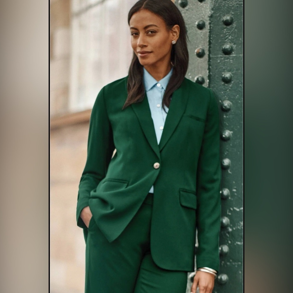 J.JILL CREPE BLAZER IN BOXWOOD Forest Green Women's Blazer (Med) NWT